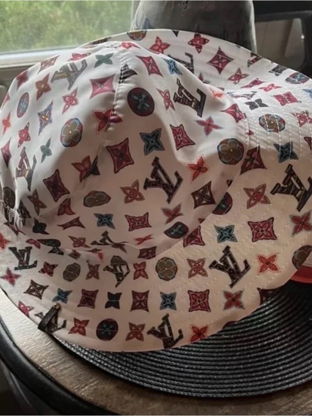 Louis Vuitton White Bucket Hat with Multicolor Monogram